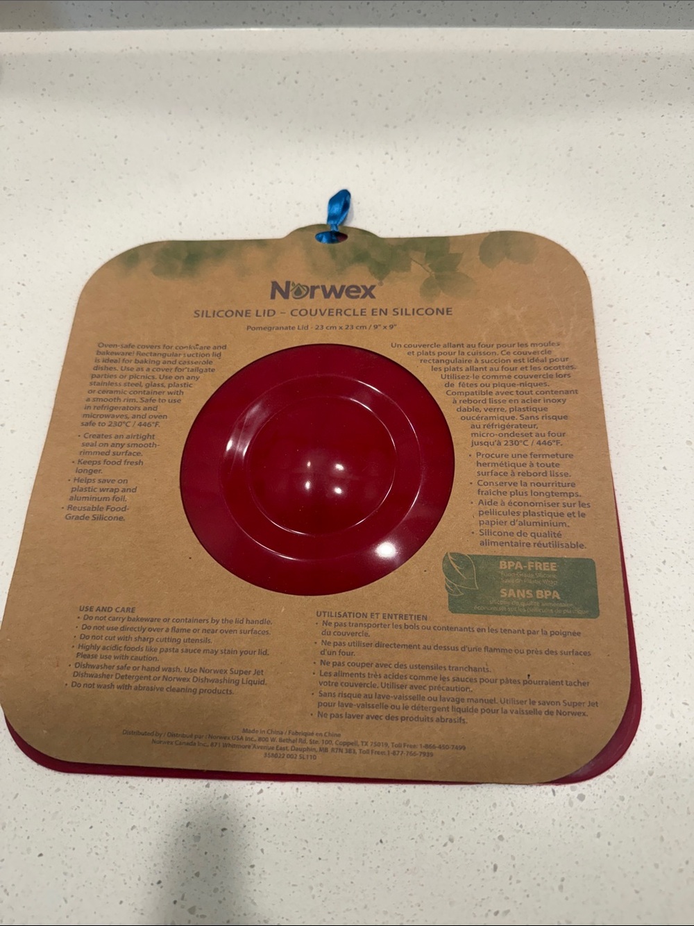 Norwex Red Silicone Lid with Center Seal